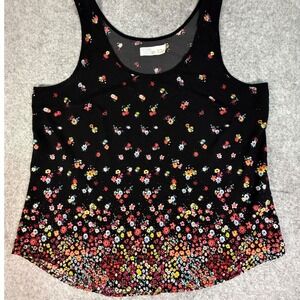Women's Black Floral Print Tank Top Size XXL
